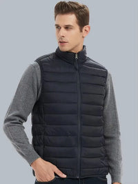 Men's Padded High-Collar Vest – Zip Front