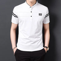 Men's Cotton Mandarin-Collar Polo Shirt – Short Sleeve