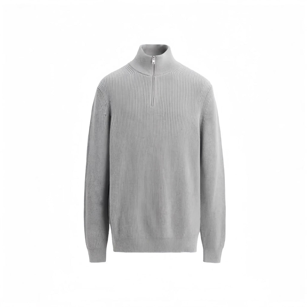 Men's High-Neck Zip Sweater – Textured Knit