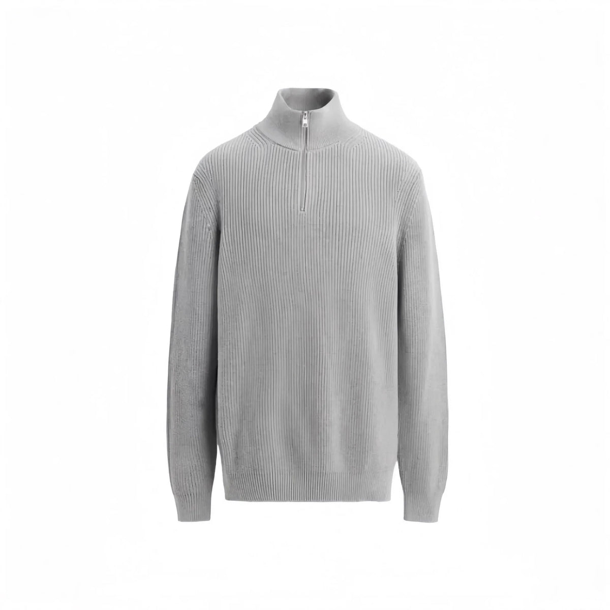 Men's High-Neck Zip Sweater – Textured Knit