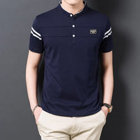 Men's Cotton Mandarin-Collar Polo Shirt – Short Sleeve