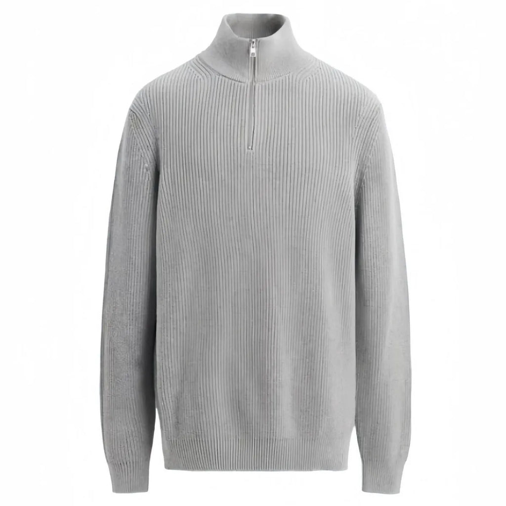 Men's High-Neck Zip Sweater – Textured Knit