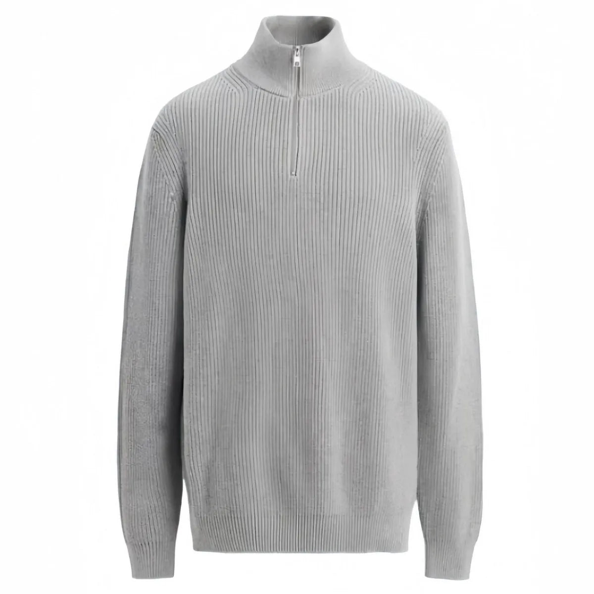 Men's High-Neck Zip Sweater – Textured Knit