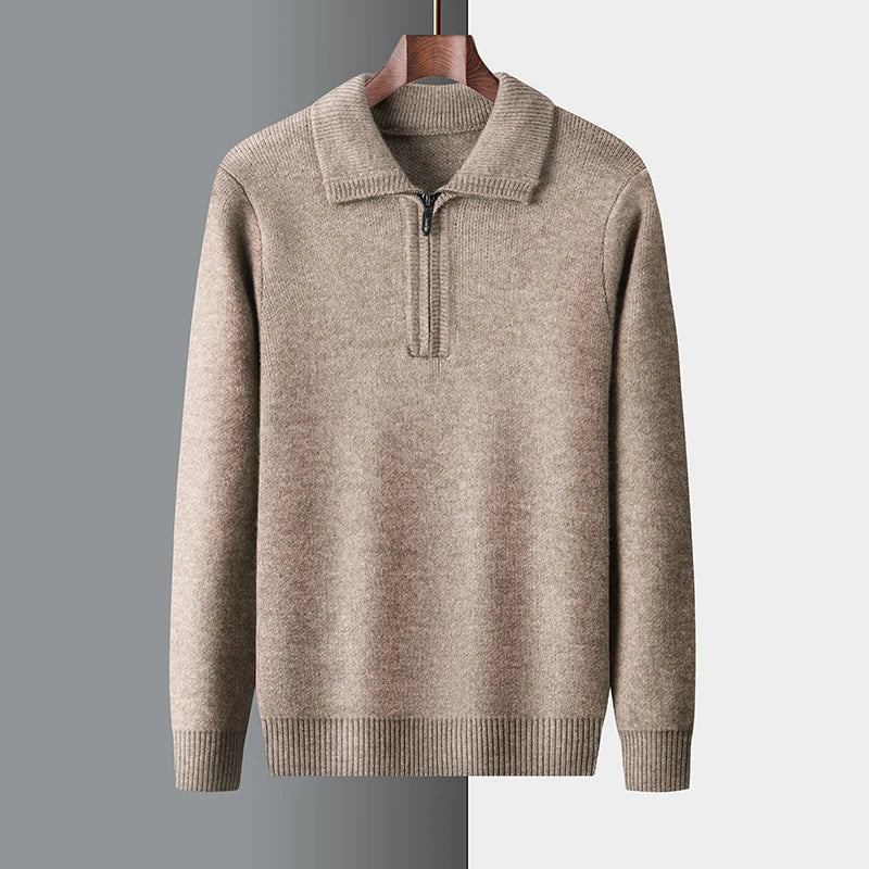 Men's Cashmere & Alpaca Sweater – Zip High-Neck Design