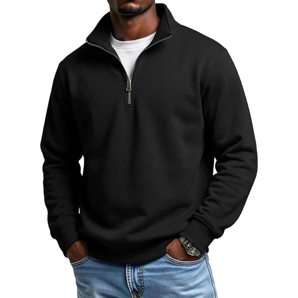 Men's Half-Zip Sweatshirt – High Collar Casual Fit