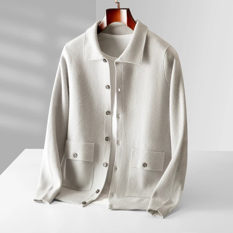 Men's 100% Merino Wool Cardigan – Chunky Button Front