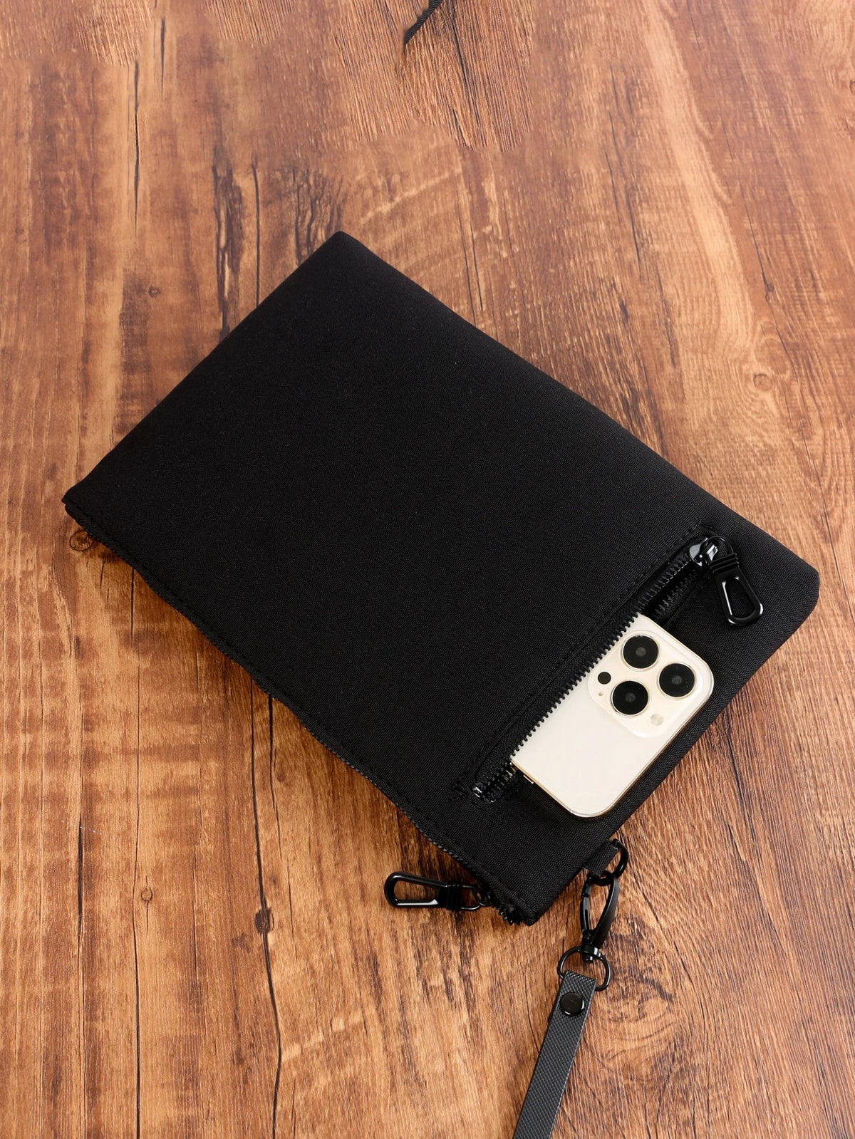 Men's Ultra-Slim Clutch Bag – Synthetic Leather with Wrist Strap