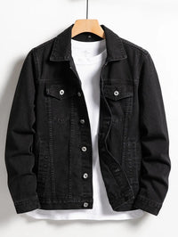 Men's Black Denim Jacket – Classic Casual Fit