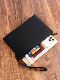 Men's Ultra-Slim Clutch Bag – Synthetic Leather with Wrist Strap