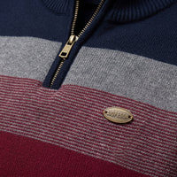 Men's Cotton Quarter-Zip Sweater – Color-Block Knit