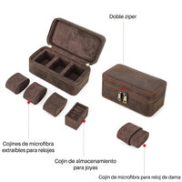 Genuine Leather Watch & Jewelry Case – 3-Watch Organizer