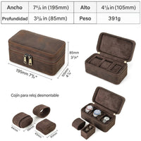 Genuine Leather Watch & Jewelry Case – 3-Watch Organizer