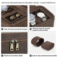 Genuine Leather Watch & Jewelry Case – 3-Watch Organizer