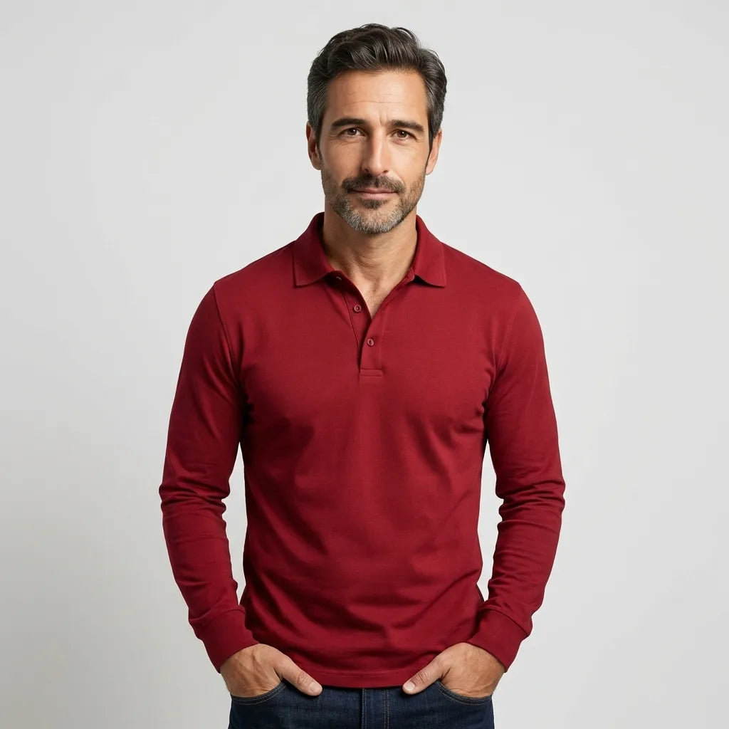 Men's Long-Sleeve Polo – Smart-Casual Refined Fit