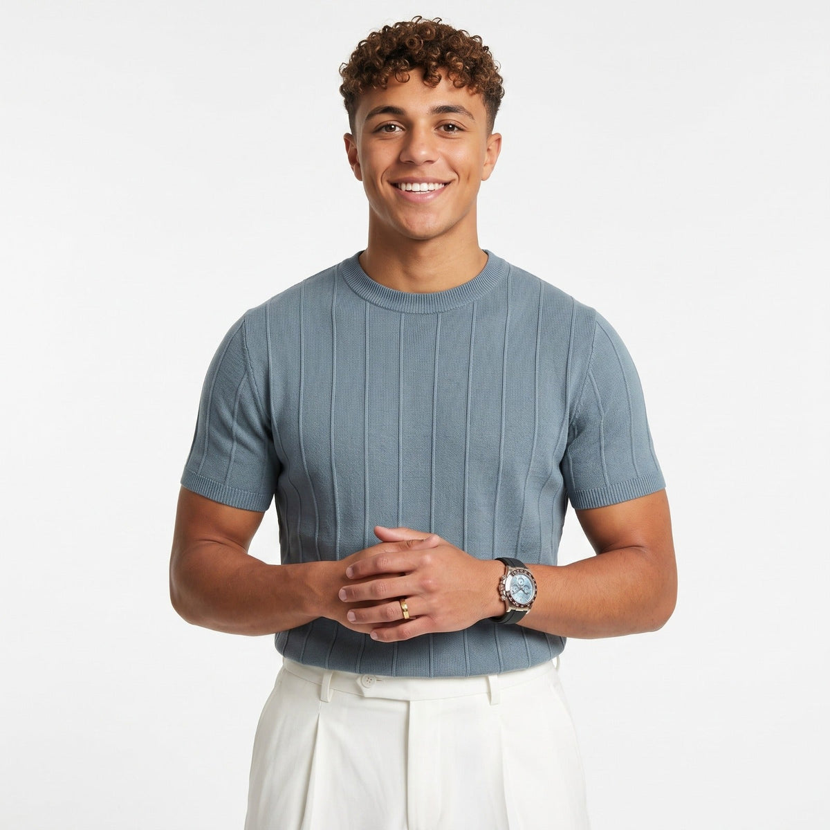 Men's Ribbed T-Shirt – Lightweight Casual Fit