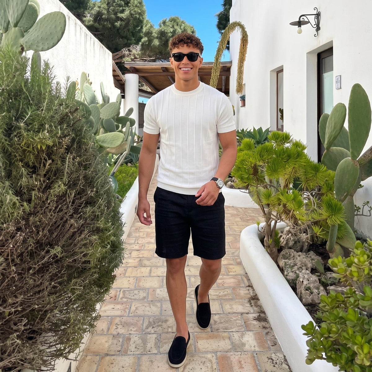 Men's Ribbed T-Shirt – Lightweight Casual Fit
