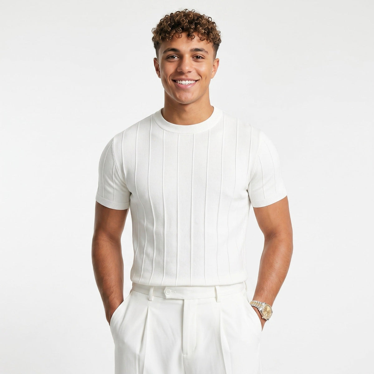 Men's Ribbed T-Shirt – Lightweight Casual Fit