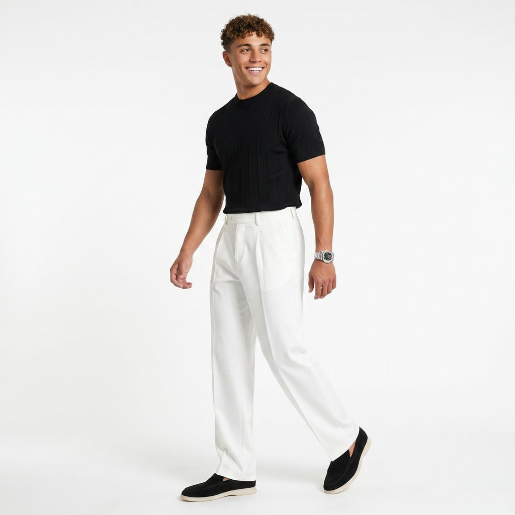 Men's Ribbed T-Shirt – Lightweight Casual Fit