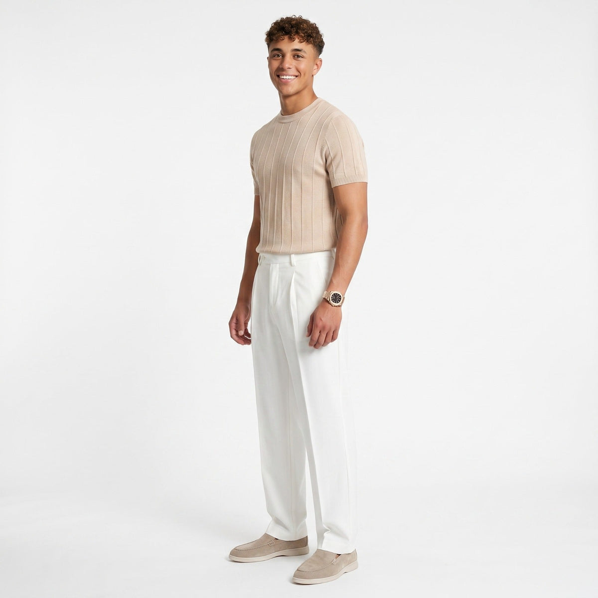 Men's Ribbed T-Shirt – Lightweight Casual Fit