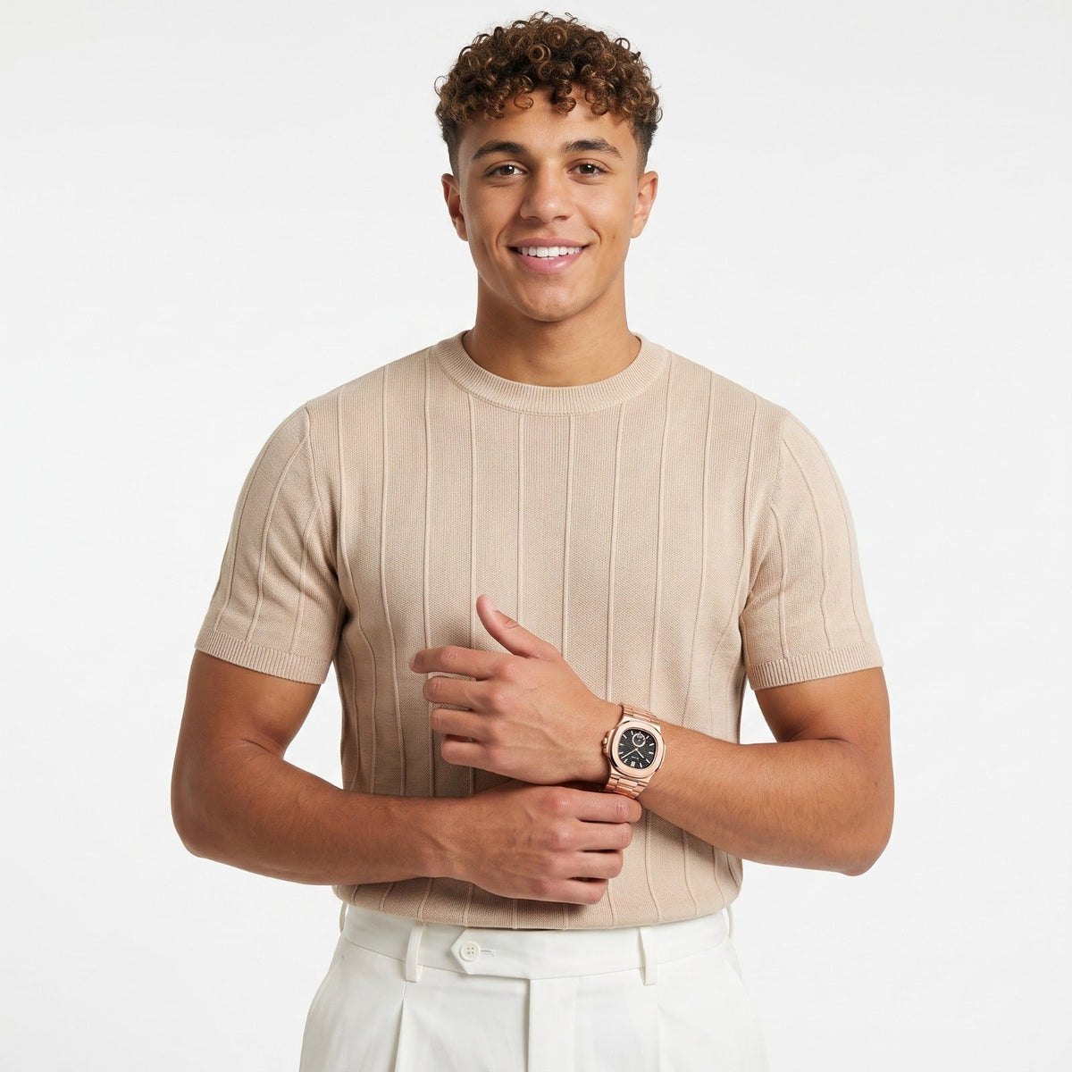 Men's Ribbed T-Shirt – Lightweight Casual Fit