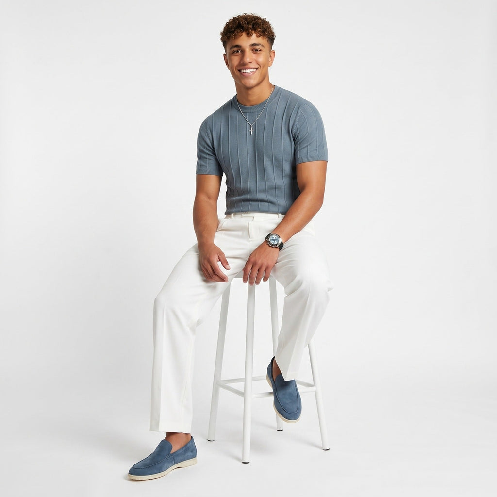 Men's Ribbed T-Shirt – Lightweight Casual Fit