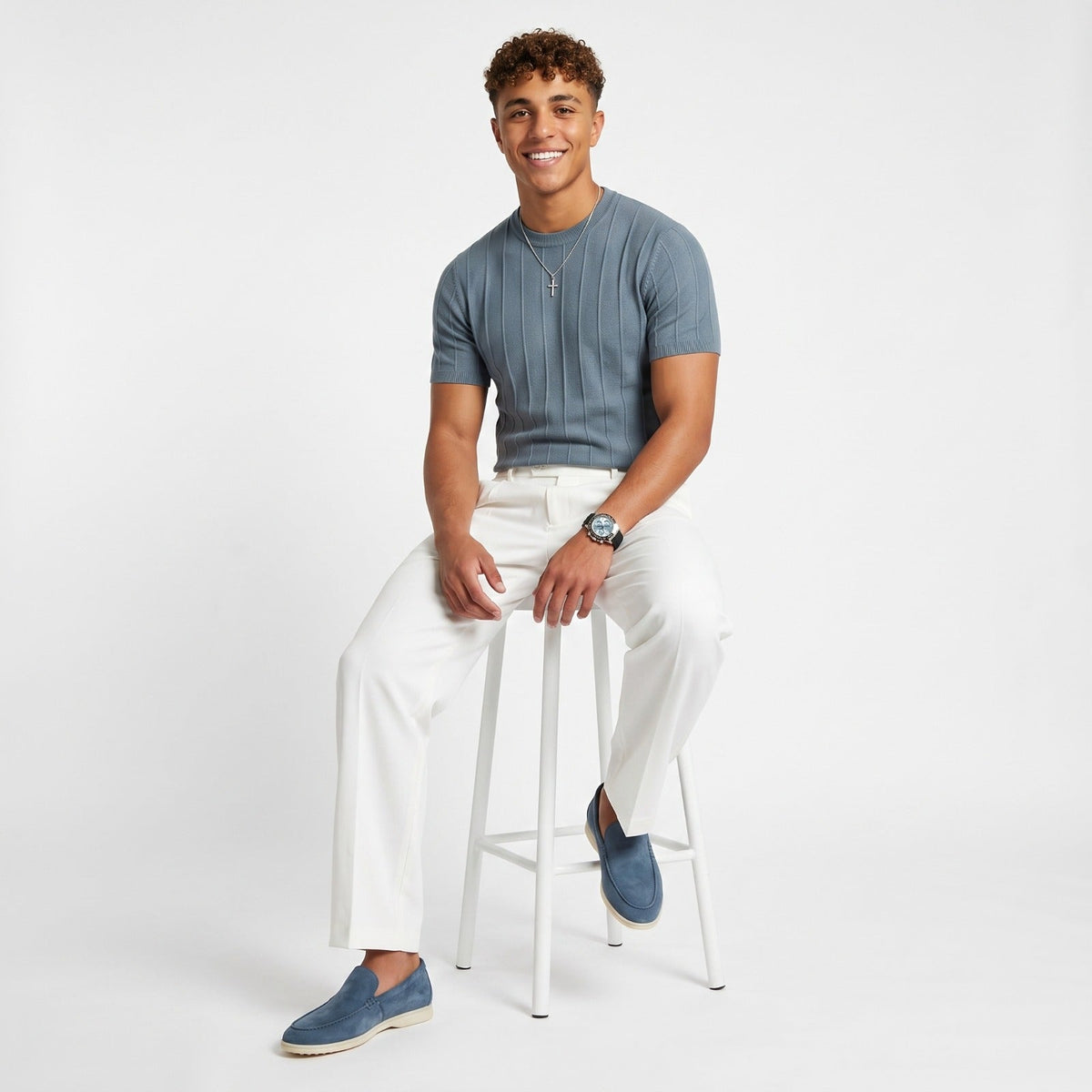 Men's Ribbed T-Shirt – Lightweight Casual Fit