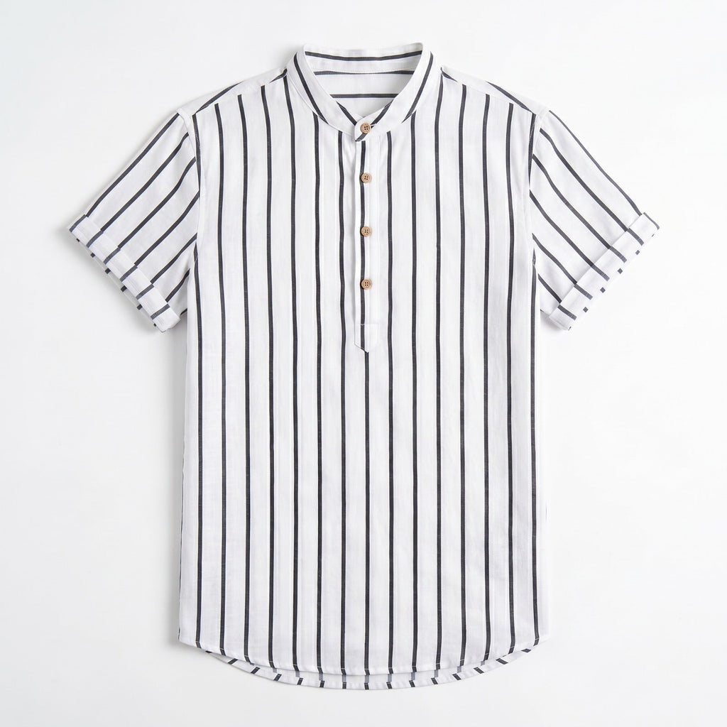 Men's Striped Shirt & Linen Trousers Set – Relaxed Fit
