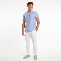 Men's Striped Shirt & Linen Trousers Set – Relaxed Fit