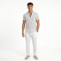 Men's Striped Shirt & Linen Trousers Set – Relaxed Fit