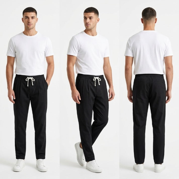 Men's Lightweight Cotton-Blend Trousers – Adjustable Waist
