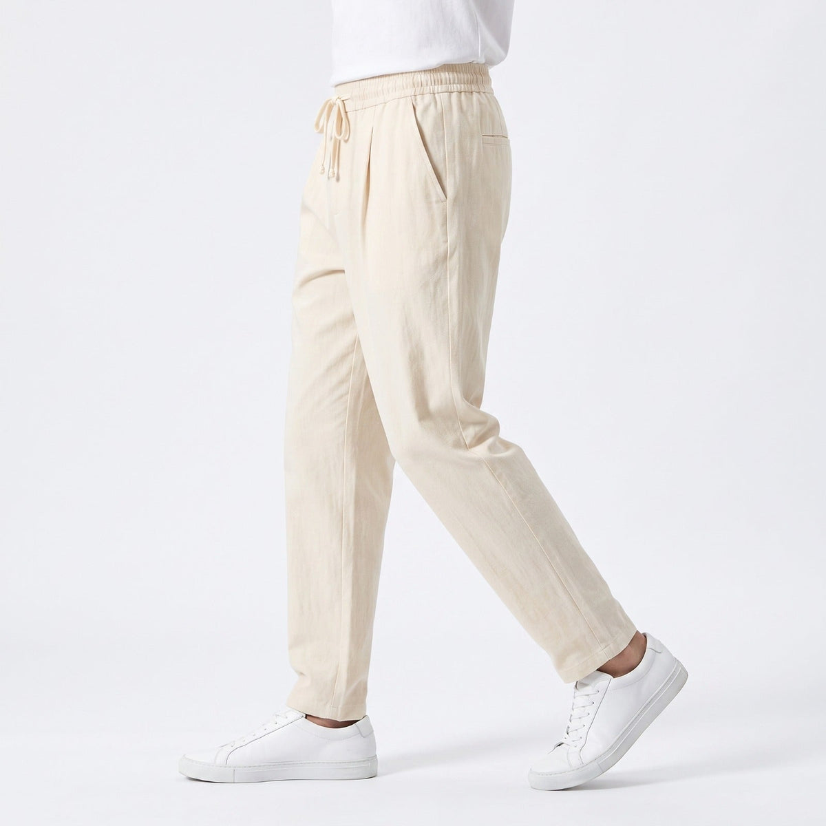 Men's Lightweight Cotton-Blend Trousers – Adjustable Waist