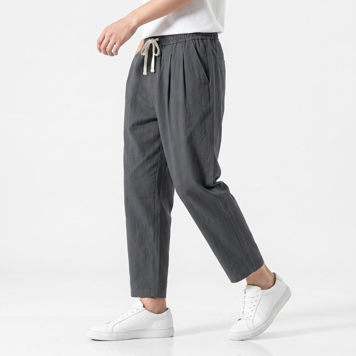 Men's Lightweight Cotton-Blend Trousers – Adjustable Waist