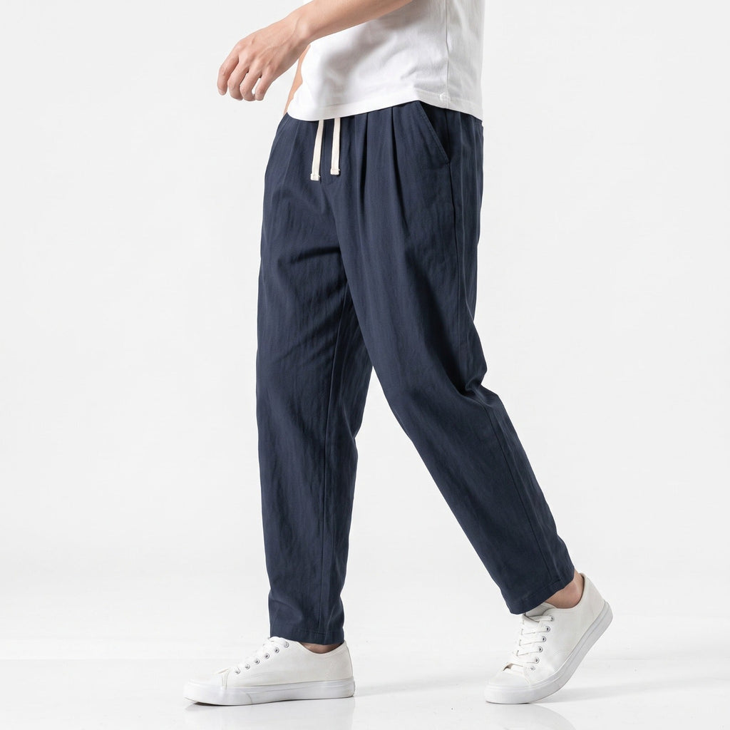Men's Lightweight Cotton-Blend Trousers – Adjustable Waist