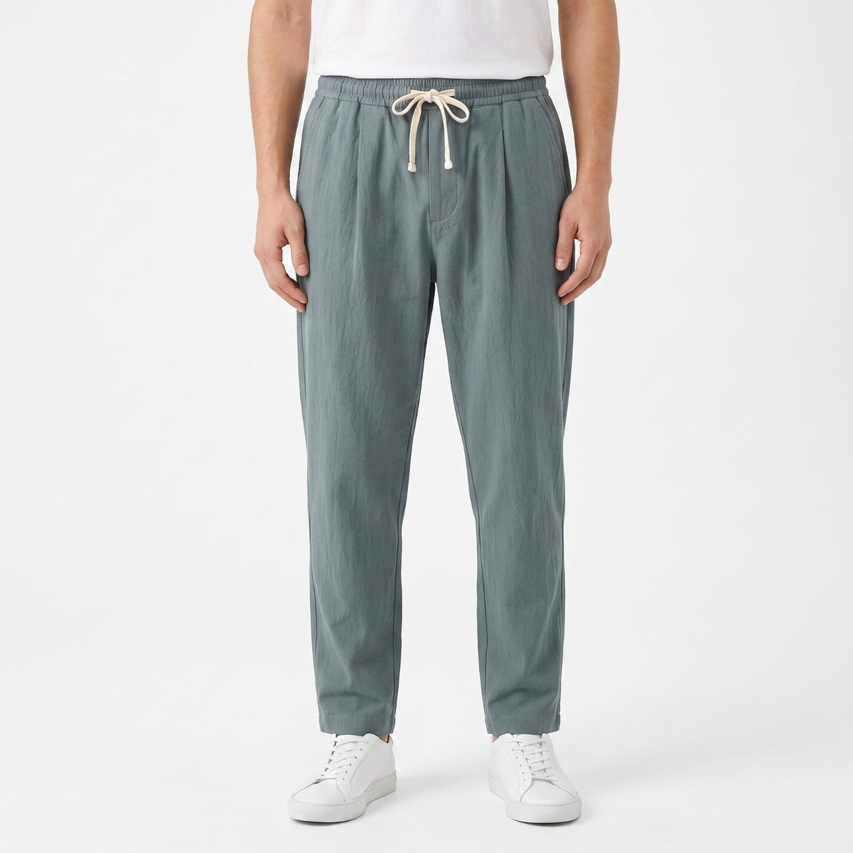 Men's Lightweight Cotton-Blend Trousers – Adjustable Waist