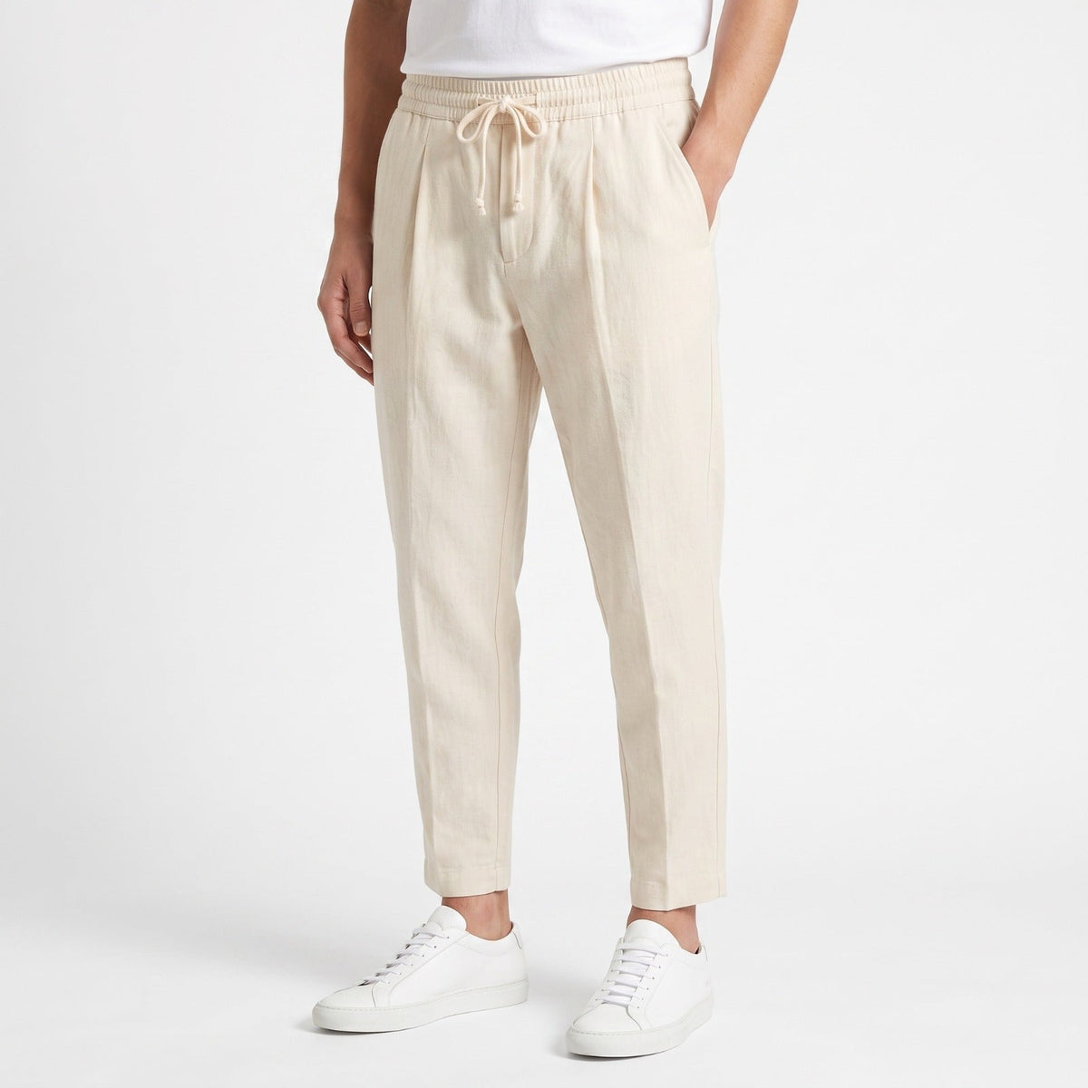Men's Lightweight Cotton-Blend Trousers – Adjustable Waist