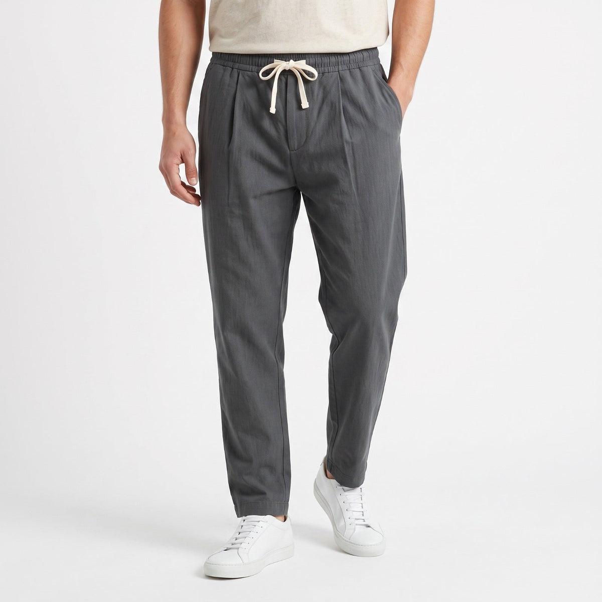 Men's Lightweight Cotton-Blend Trousers – Adjustable Waist