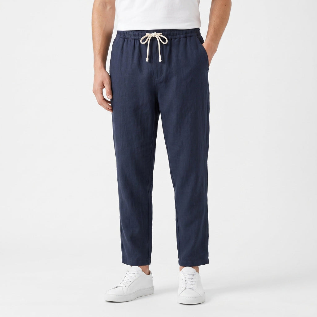 Men's Lightweight Cotton-Blend Trousers – Adjustable Waist