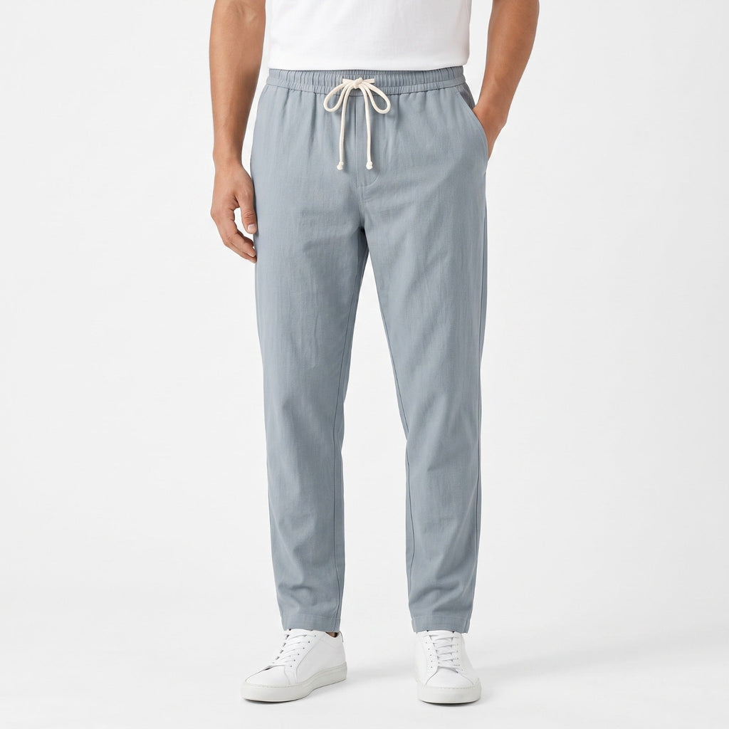 Men's Lightweight Cotton-Blend Trousers – Adjustable Waist