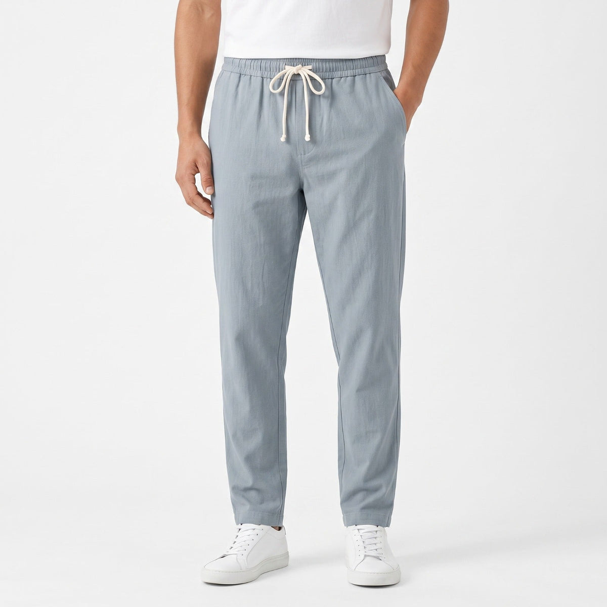 Men's Lightweight Cotton-Blend Trousers – Adjustable Waist
