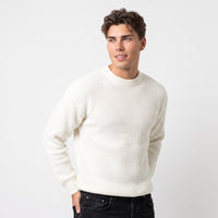 Men's Ribbed Knit Sweater – Relaxed Crew-Neck Fit