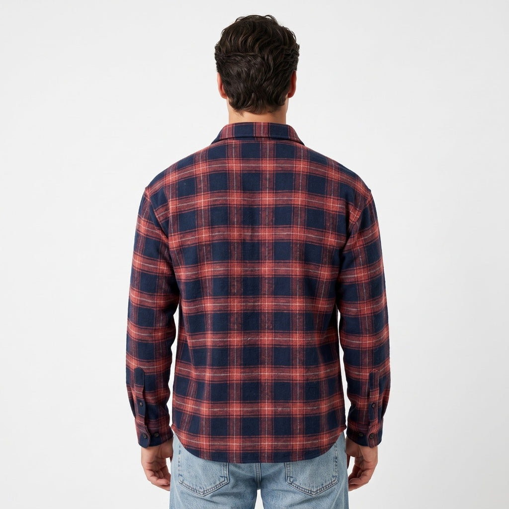Men's Cotton Plaid Shirt – Retro Casual Fit
