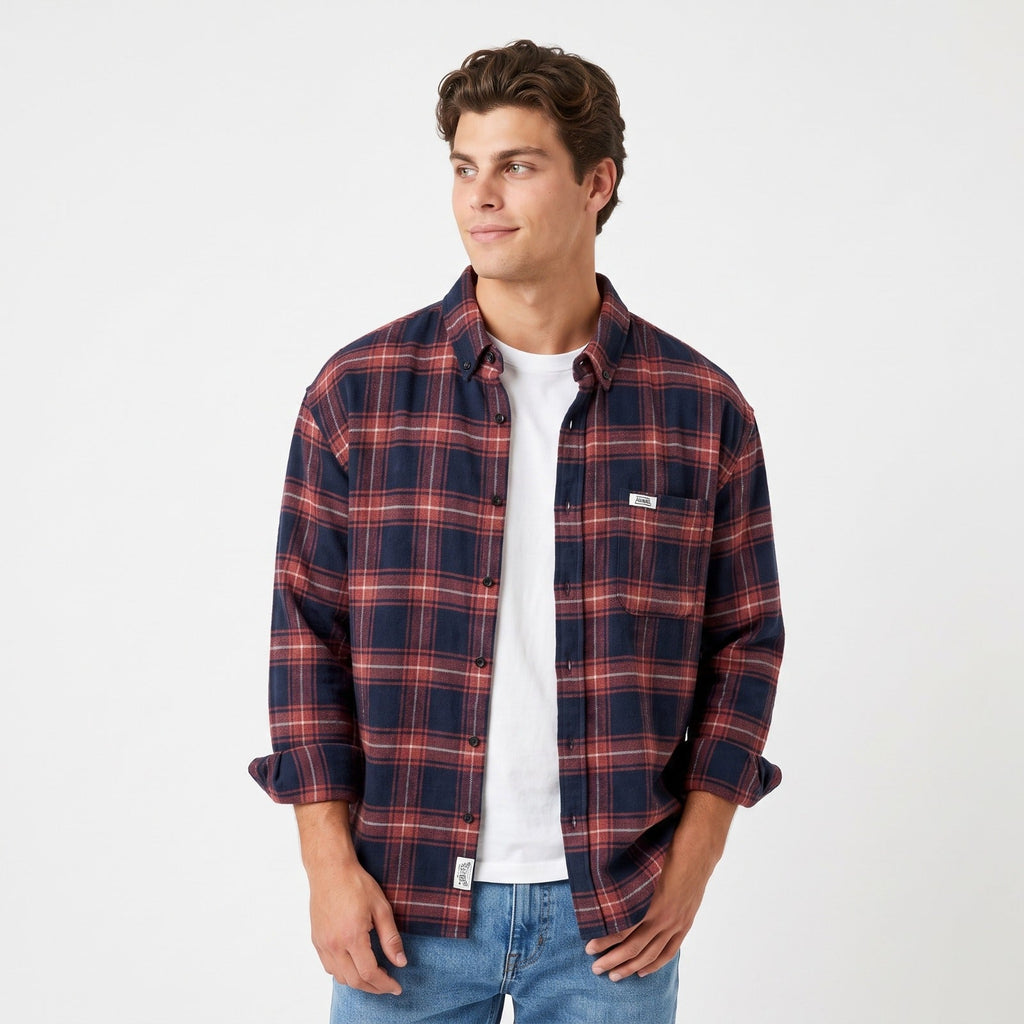 Men's Cotton Plaid Shirt – Retro Casual Fit