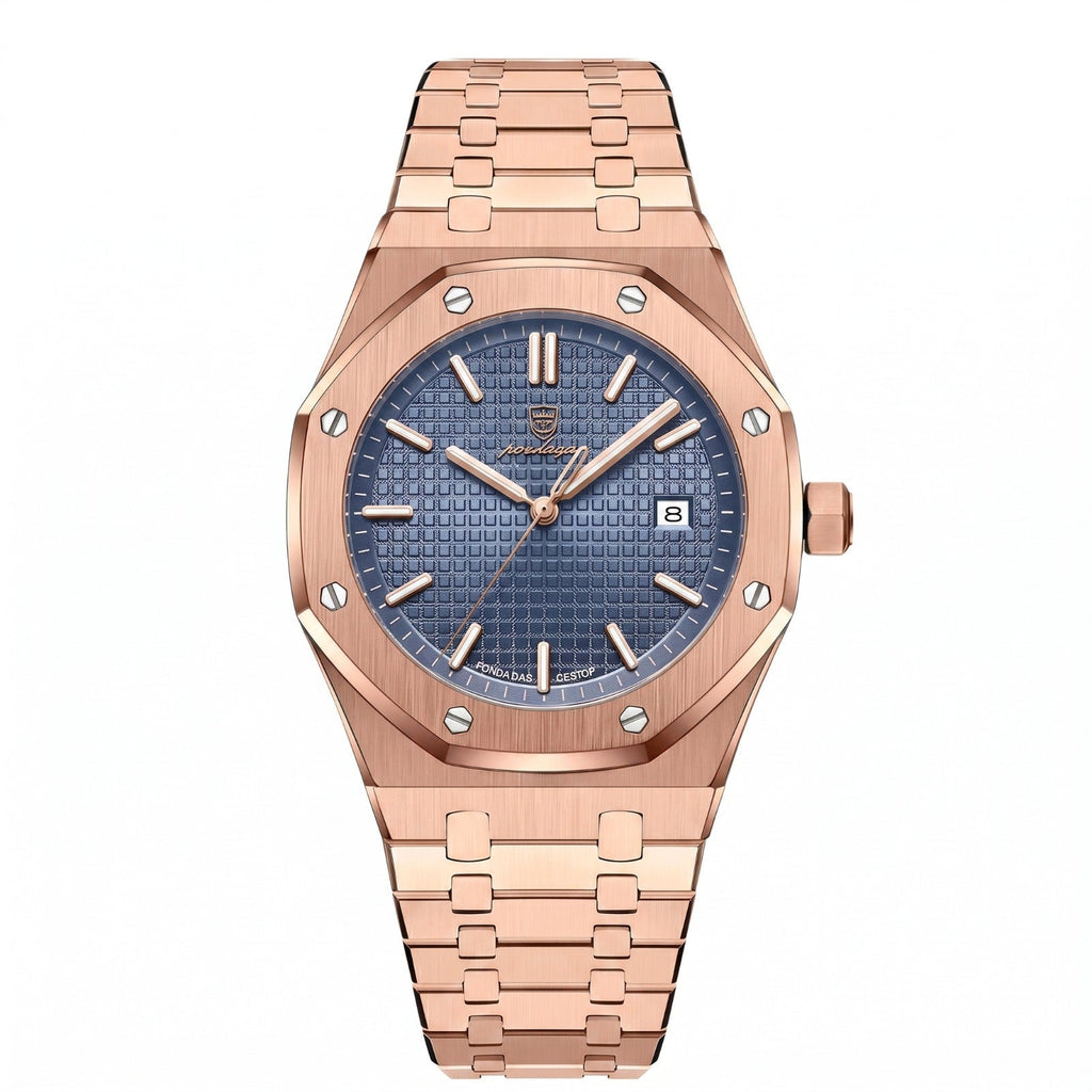 Men's Stainless Steel Watch – Octagonal Bezel & 3 Bar Water Resistance