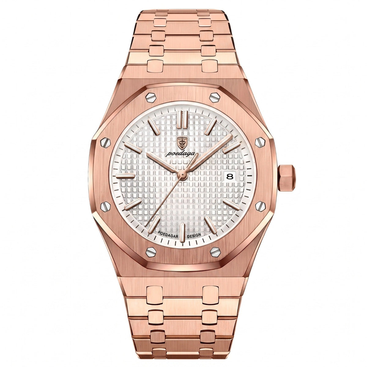Men's Stainless Steel Watch – Octagonal Bezel & 3 Bar Water Resistance