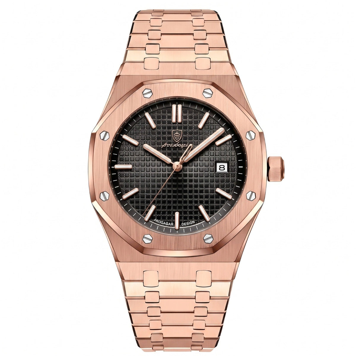 Men's Stainless Steel Watch – Octagonal Bezel & 3 Bar Water Resistance