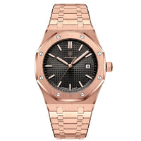 Men's Stainless Steel Watch – Octagonal Bezel & 3 Bar Water Resistance