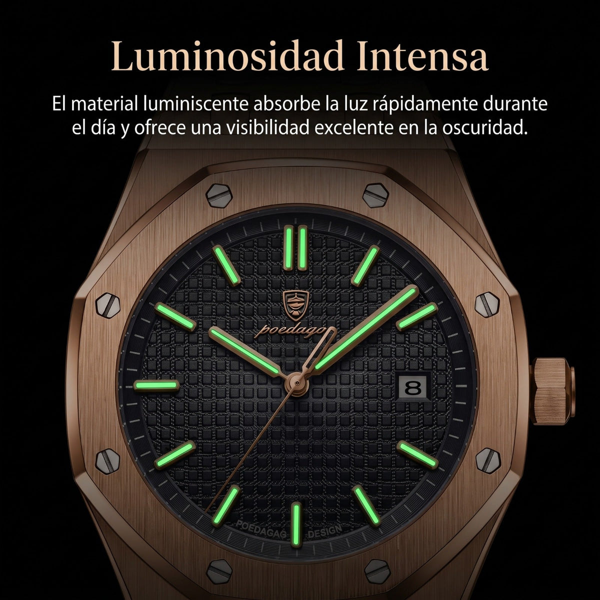 Men's Stainless Steel Watch – Octagonal Bezel & 3 Bar Water Resistance