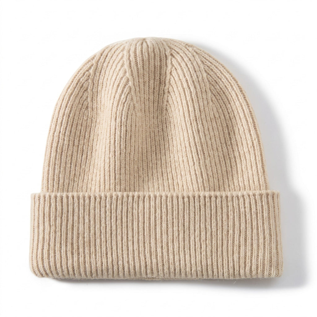 Men's Sheep-Wool Beanie – Warm Rib-Knit Design
