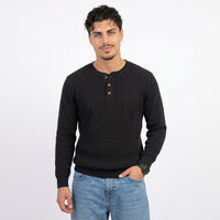 Men's Henley Sweater – Crew-Neck Knit