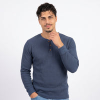 Men's Henley Sweater – Crew-Neck Knit